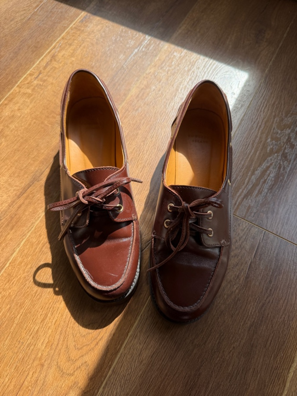 Sézane Brown Leather Lace-Up Boat Shoe Loafers